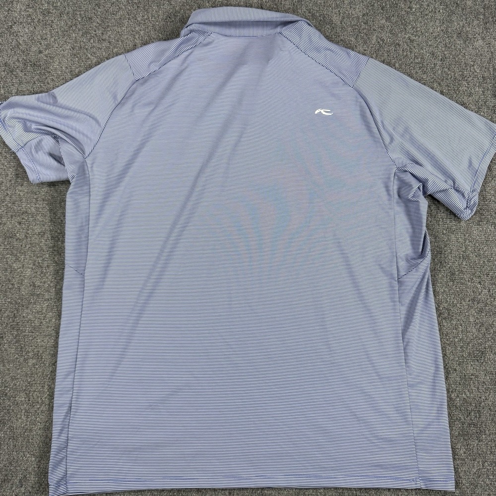 Kjus Old Head Golf Links Polo Mens XL Blue Striped Soren Performance UPF 50+ - Picture 8 of 9